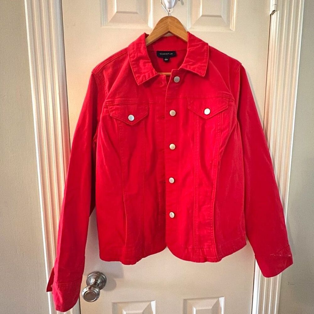 Charter Club Red Denim Jacket - Women's Large - Comfort Stretch